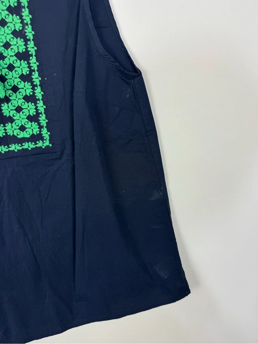 J.Crew Navy & Green Embroidered Tank Top Blouse Dressy